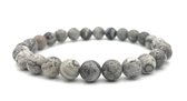Milez - Kralen armband heren natuursteen - grijs - maat S/M