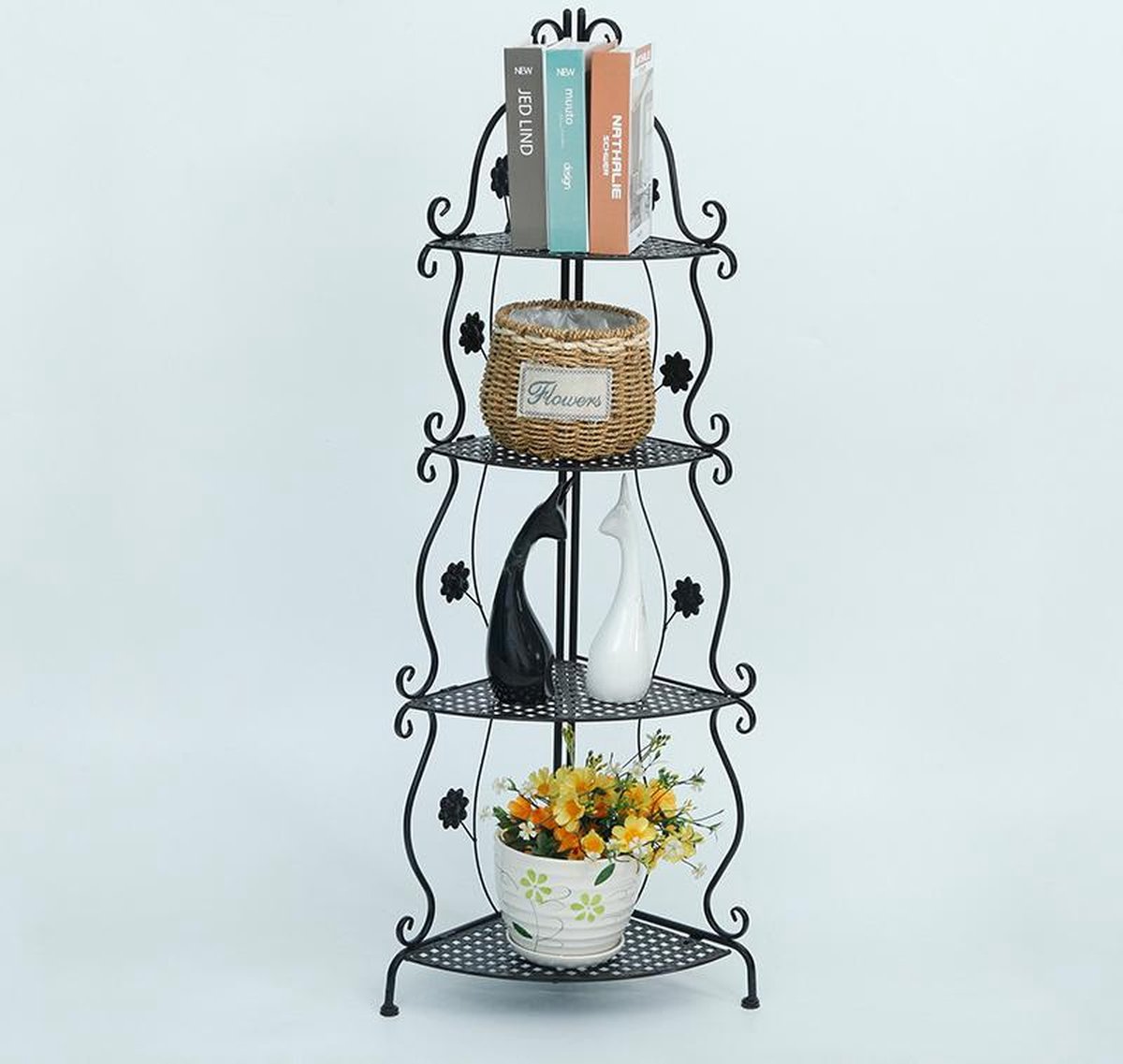 Relaxdays hoek plantenrek - metaal - 113 x 30 x 30 cm - staand - 4
