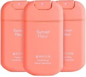 HAAN Hydrating Hand Sanitizer  - Handzeep - Desinfecterend - 3-Pack Sunset Fleur Spray 30ml - Navulbaar