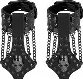 Ouch! Skulls and Bones - Handcuffs with Skulls and Chains - Blac - Bondage Toys - Accessories