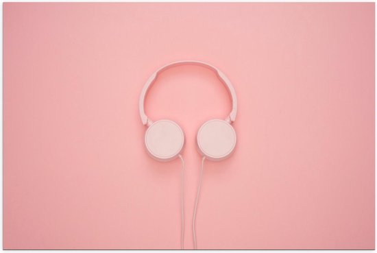 Poster – Roze Koptelefoon op Roze Achtergrond - 150x100cm Foto op Posterpapier