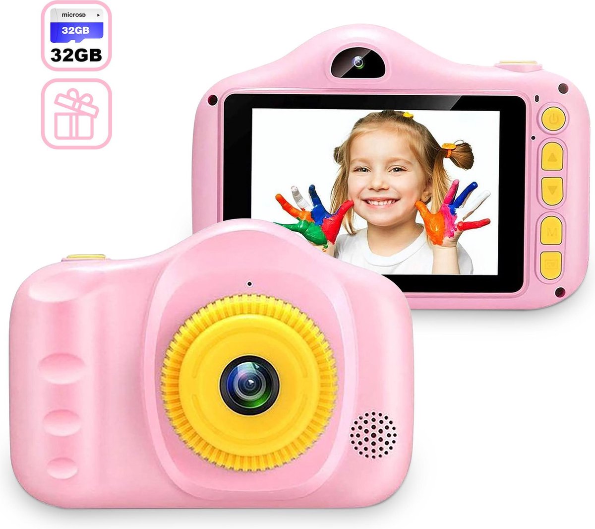 El Royal kindercamera - groot HD scherm - inclusief 32GB SD kaart - digitale camera - camera kinderen – selfie vlog video - gemakkelijk in gebruik