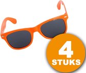 Oranje Feestbril | 4 stuks Oranje Bril "Blues" | Feestkleding EK/WK Voetbal | Oranje Versiering Versierpakket Nederlands Elftal Oranjepakket