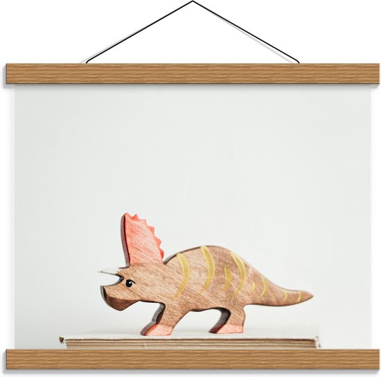 Schoolplaat – Beeldje van Dino - 40x30cm Foto op Textielposter (Wanddecoratie op Schoolplaat)