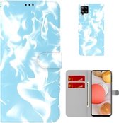 Voor Samsung Galaxy A42 5G Cloud Fog Pattern Horizontal Flip Leather Case met houder & kaartsleuf & portemonnee (hemelsblauw)