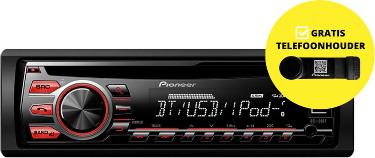 Pioneer DEH-09BT - Autoradio - DIN uniquement - Zwart 