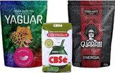 Energie pakket yerba mate met 3 verschillende smaken - 3 x 500 gram - Yaguar Maracuya, Guarani Energia en CBSe Stevia