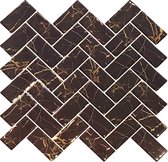 Zelfklevende Wandpanelen - 1 Tegel van 28.5 x 26.5 cm - Wandpanelen - Wandsticker - Visgraat Panelen Zwart/Marmer