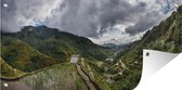 Tuinposter De Aziatische Rijstterrassen van Banaue tijdens een bewolkte dag - 60x30 cm - Tuindoek - Buitenposter