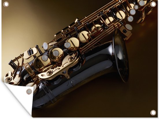 Tuin decoratie Close-up van een saxofoon - 40x30 cm - Tuindoek - Buitenposter