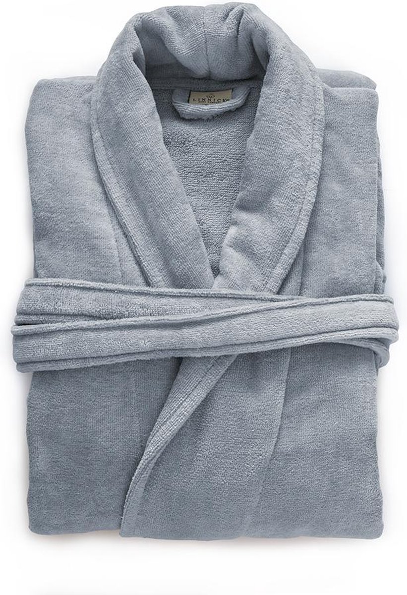 LINNICK Pure Badjas Velours - 100% Katoen - Denim - Maat L - Badjas Dames - Badjas Heren