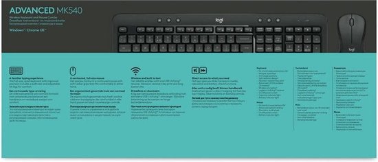 Logitech MK540 Advanced clavier Souris incluse RF sans fil QWERTY US International Noir, Blanc
