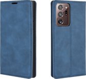 Samsung Galaxy Note20 Ultra Hoesje - Mobigear - Retro Slim Serie - Kunstlederen Bookcase - Blauw - Hoesje Geschikt Voor Samsung Galaxy Note20 Ultra