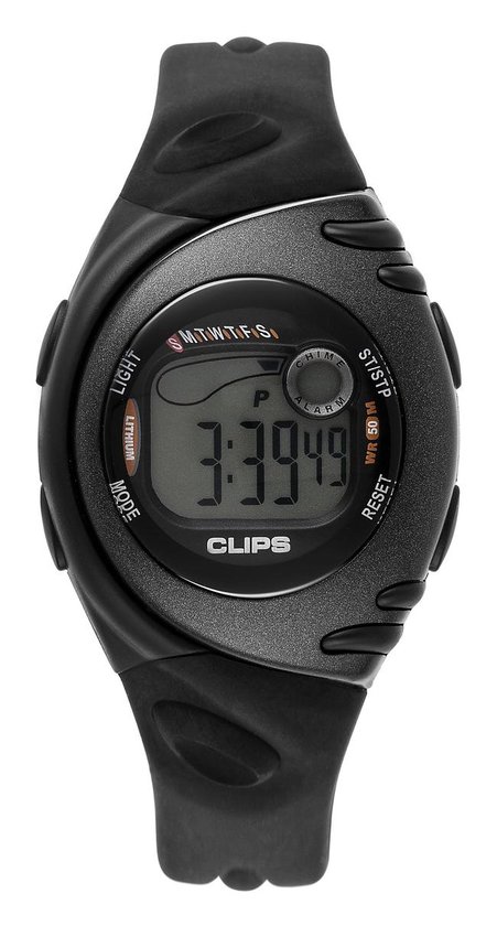 Clips Horloge - Rubber - Zwart - Ø 38.5