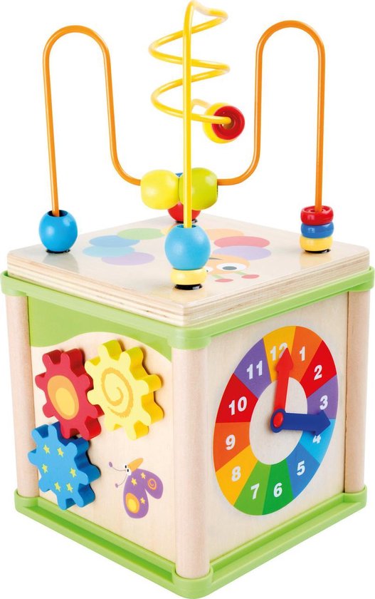 Kralenspiraal - Insecten activiteitenkubus - multi kleuren - Hout speelgoed vanaf 1 jaar