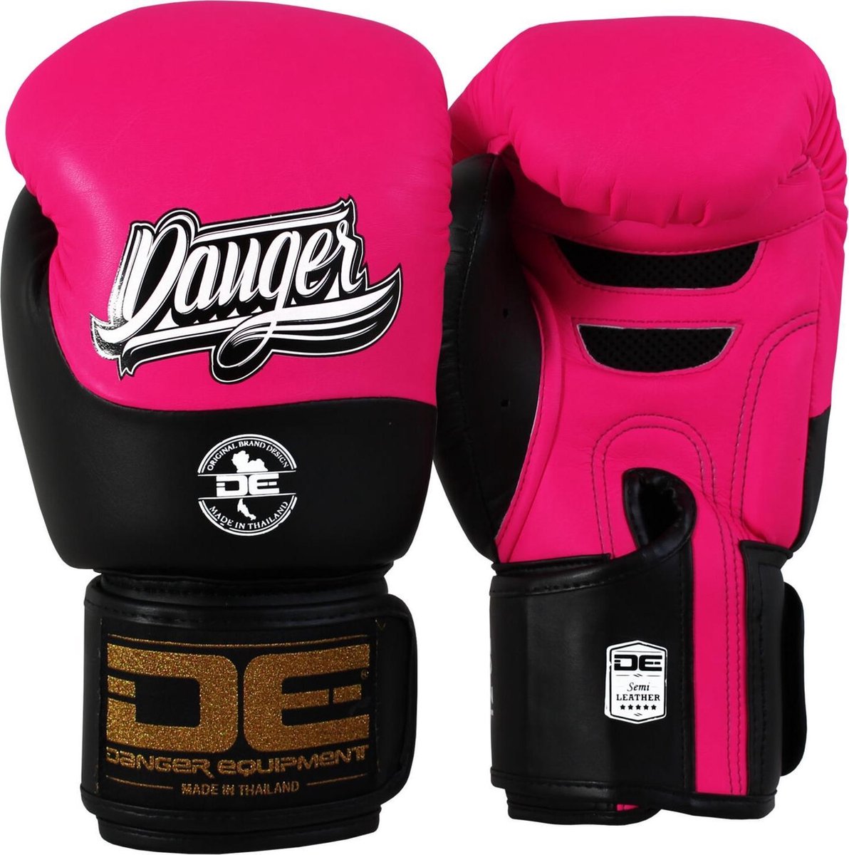 Danger Evolution Black Wrist Bokshandschoenen - Semi Leer - Neon Roze/Zwart 10 oz