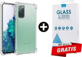 Crystal Backcase Transparant Shockproof Hoesje Samsung Galaxy S20 FE - Gratis Screen Protector - Telefoonhoesje - Smartphonehoesje