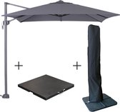 Garden Impressions Hawaii parasol S 250x250 donkergrijs + granieten voet 60kg + beschermhoes