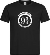 Zwart T Shirt met Harry Potter  " Platform 9 3/4 " print Wit size S