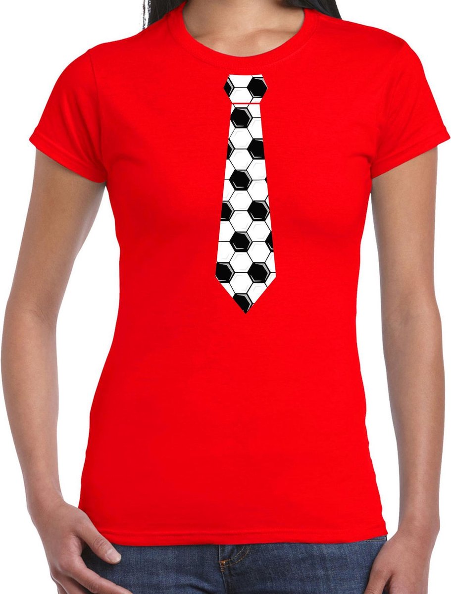 Rood fan t-shirt voor dames - voetbal stropdas - Voetbal supporter - EK/ WK shirt / outfit L