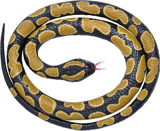 Setje van 2x rubberen nep/namaak slangen van 117 cm - zwarte mamba en  konings python | bol.com