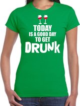 Groen fun t-shirt good day to get drunk  - dames - St Patricks day / festival shirt / outfit / kleding L