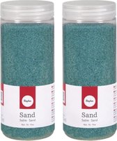 4x potjes fijn decoratie zand turquoise 475 ml - decoratie - zandkorrels / knutselmateriaal
