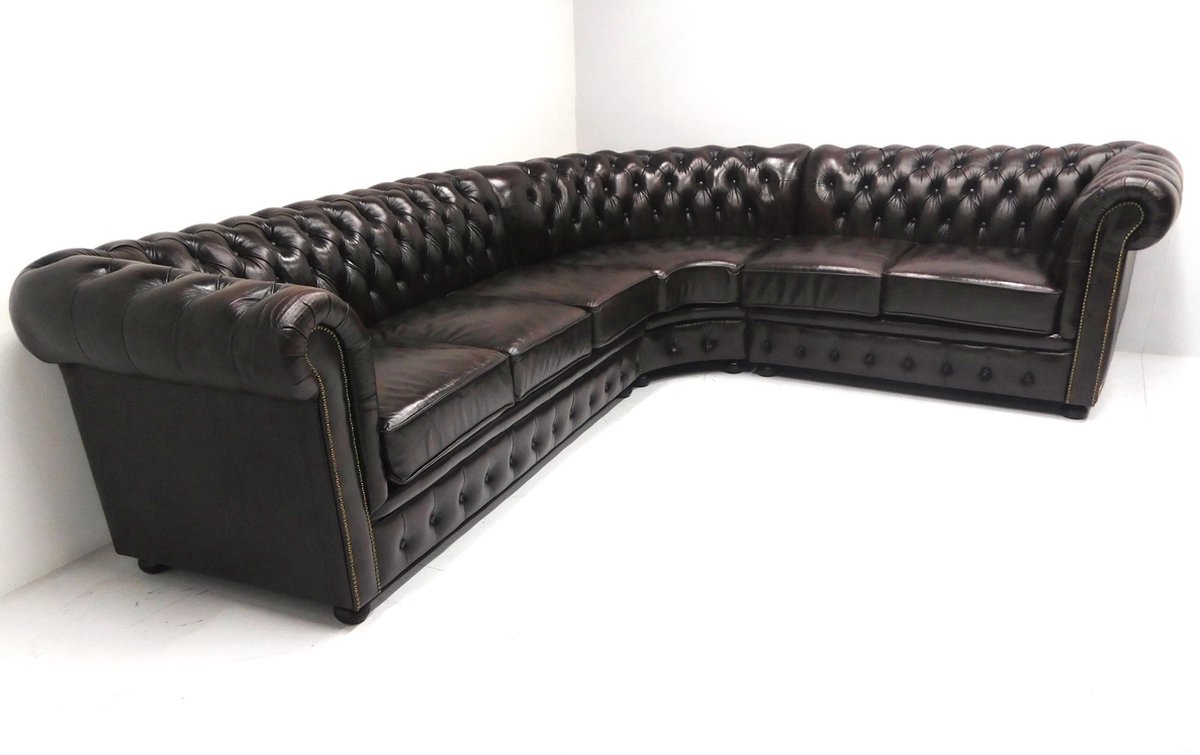 Chesterfield hoekbank "SPRINGFIELD" - 3 hoek 2 zits - Handwish leder Brown