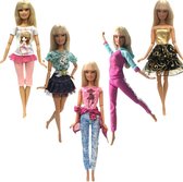 Poppenkleertjes - Geschikt voor Barbie - Set van 5 outfits - Kleding voor modepoppen - Jurk, shirt, broek, rok