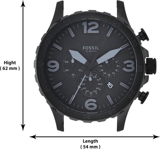 Fossil Nate JR1401 Herenhorloge 50 mm - Zwart