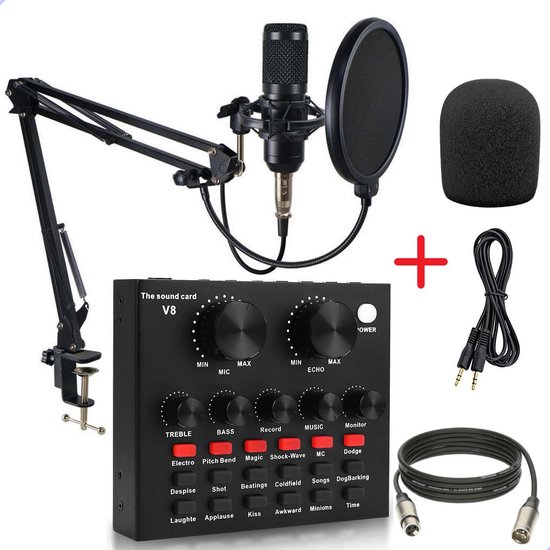 Microfoon voor PC & Laptop met Soundboard- USB Plug & Play- Incl.  Microfoonarm &... | bol.com
