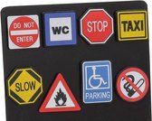 Magneet waarschuwingsbordjes | 4 tot 6 cm | set van 8 stuks | do not enter - wc - stop - taxi - slow - brandgevaar - parking - no smoking