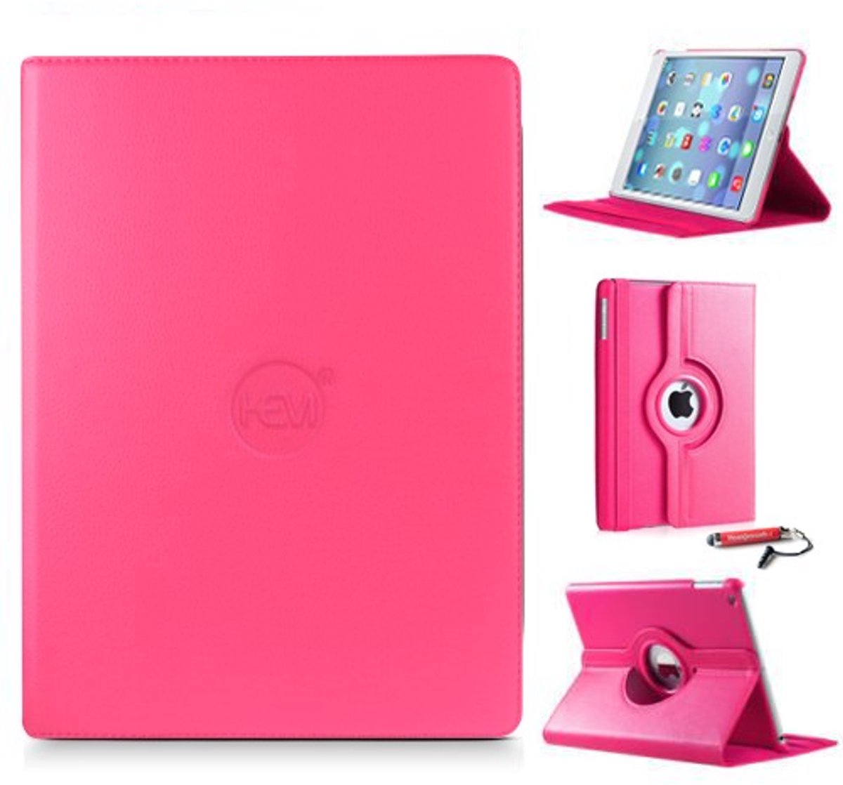 iPad hoes Air 1 HEM Cover hard roze met uitschuifbare Hoesjesweb stylus