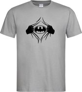 Grijs Tshirt met  " BadMan " print Zwart size S
