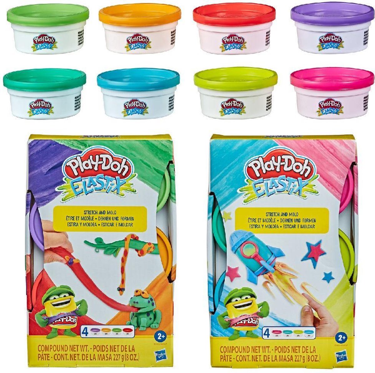Hasbro PlayDoh Elastix Assortiment 4 potjes bol
