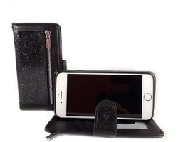 HEM Apple iPhone 5 / 5s / SE (2016) - Magic Glitter Antique Black - Leren Rits Portemonnee Telefoonhoesje