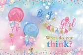 Baby shower - Geboorte - Versiering - Gender Reveal - Geslacht onthulling - Raam - Poster - Wanddoek - Banner van Polyester - 150cm (Breed) x 100cm (Hoog) - Boy or Girl - What do y