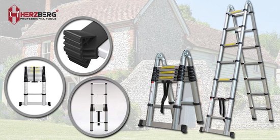 Herzberg - Ladder télescopique - rétractable en aluminium Ladder  télescopique - 4.40m... | bol