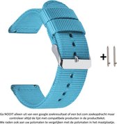 Licht Blauw Nylon Bandje voor 20mm Smartwatches (zie compatibele modellen) van Samsung, Pebble, Garmin, Huawei, Moto, Ticwatch, Seiko, Citizen en Q – Maat: zie maatfoto – 20 mm lig