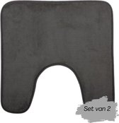 2x Toiletmat donker grijs - Antislip - Wc/Toilet - Matten sets - Badkamer mat - Anti slip