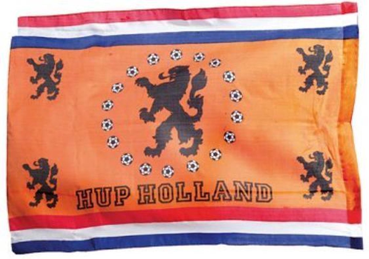 Vlag van Oranje Rood/Wit/Blauw/Oranje met Leeuw