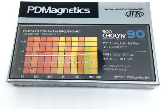 Audio Cassettebandje PDM Magnetics 500 CROLYN C-90 Position Chrom Type II  / jaar 1983 /  Uiterst geschikt voor alle opnamedoeleinden / Sealed Blanco Cassettebandje / Cassettedeck / Walkman / PDM cassettebandje.