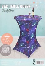 Statafelrok paars zwart disco  - Statafelhoes - Stretch - ∅80-85 x 110 cm - 2 stuks - paars zwart disco •Elastisch •Strak rond de tafel •Kreukvrij •Makkelijk in gebruik •Uitwasbaar