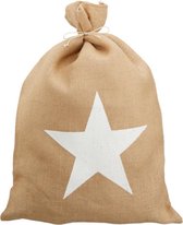Jutezak met ster - Kerst cadeau zak met ster - XL - 50x70 cm - Kerstzak - Giftbag - Christmas sack - 100% Jute