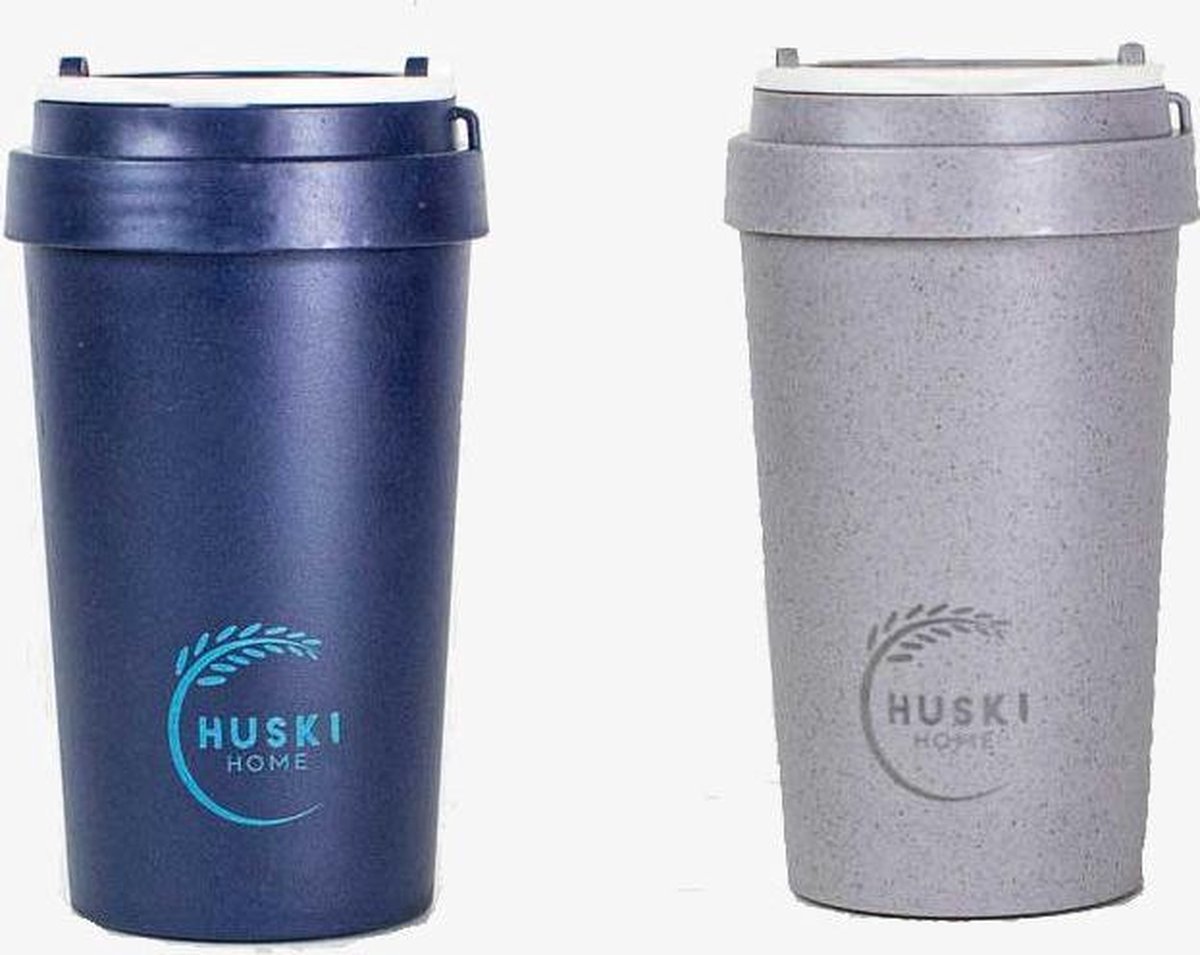 Huski Home, duurzame drinkbeker to-go - 2 pak - Slate en Midnight