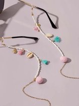 Lucy's Brillenketting - Pinkfluf bril ketting - bedeltjes - kraaltjes - goudkleurig - brillenkoord