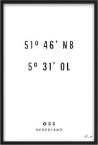 Poster Coördinaten Oss A3 - 30 x 42 cm (Exclusief Lijst)