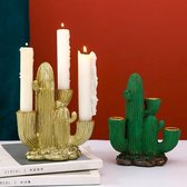 Kandelaar Goud | Cactus (De)Light | De Eyecatcher met Ruimte voor 3 Dinerkaarsen | 3 armig