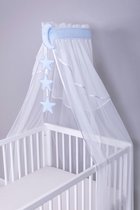 Hemel van chiffon met hanger maan en sterren - blauw - incl standaard max 150cm hoog