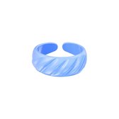 Bukuri Jewelry -  Candy Ring Diagonal Ridge - blauw - verstelbaar - unisex